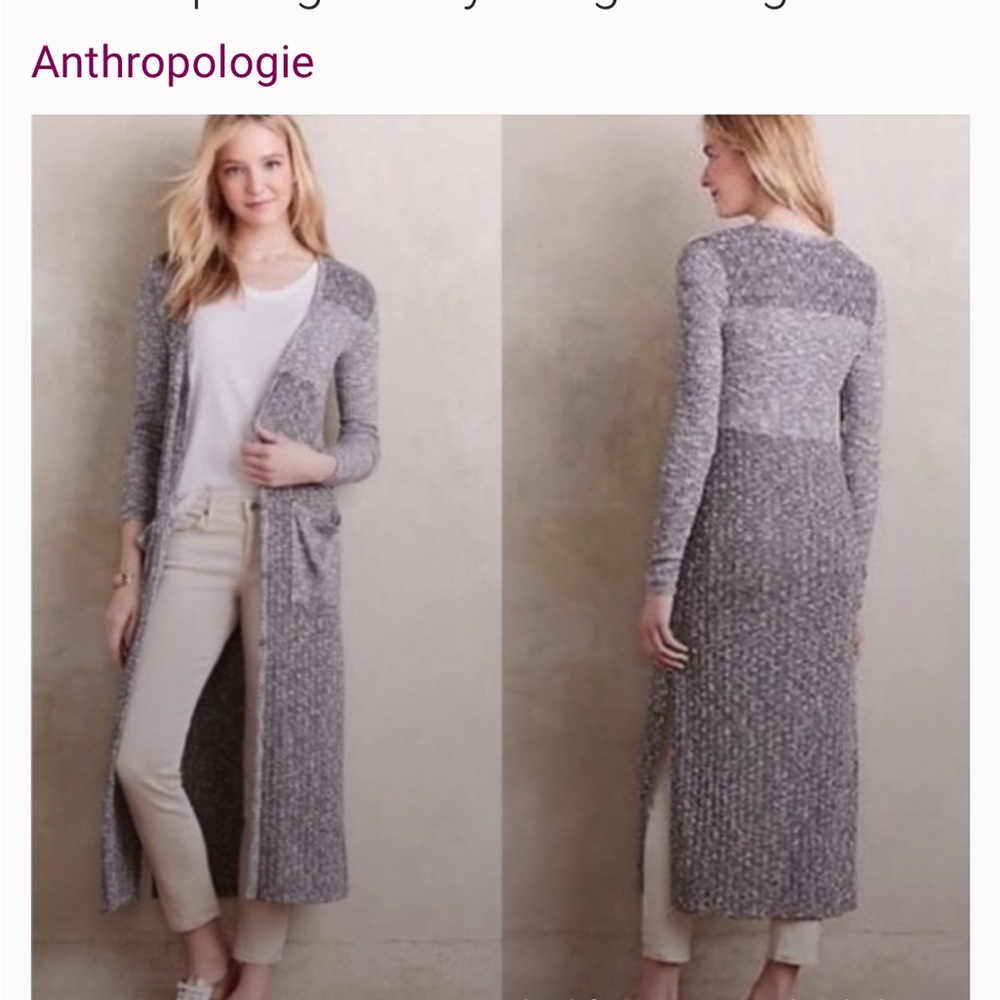 Anthropologie Saturday Sunday Long Heather Grey Super Soft Cardigan Side Slits L